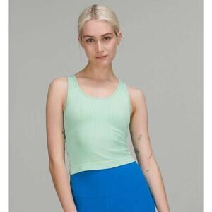 Lululemon Ebb to Street Cropped Tank Top Rib Map Wild Mint‎ Ice Green Size 14